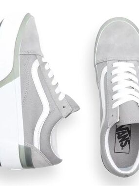 Vans Gray and White Old Skool Platform Sneakers